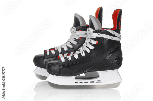 Pair of hockey skates close up isolated on a white background