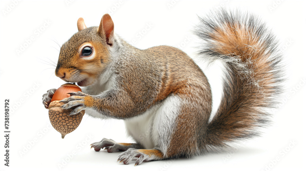 Squirrel with nut on a white background Squirrel with nut on a white background