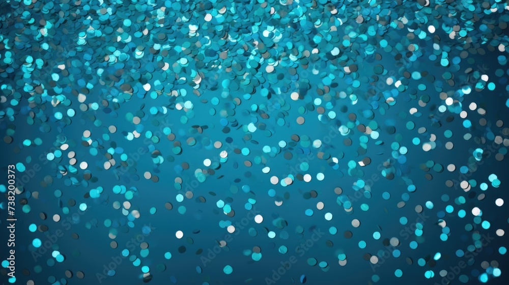 The background of the confetti scattering is in Turquoise color The background of the confetti scattering is in Turquoise color