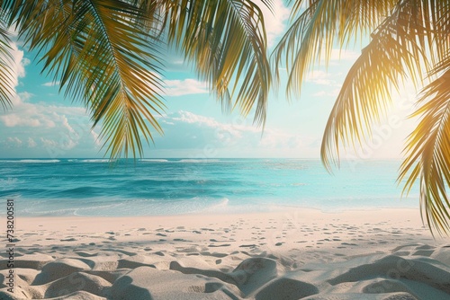 Beautiful beach with palms and turquoise sea