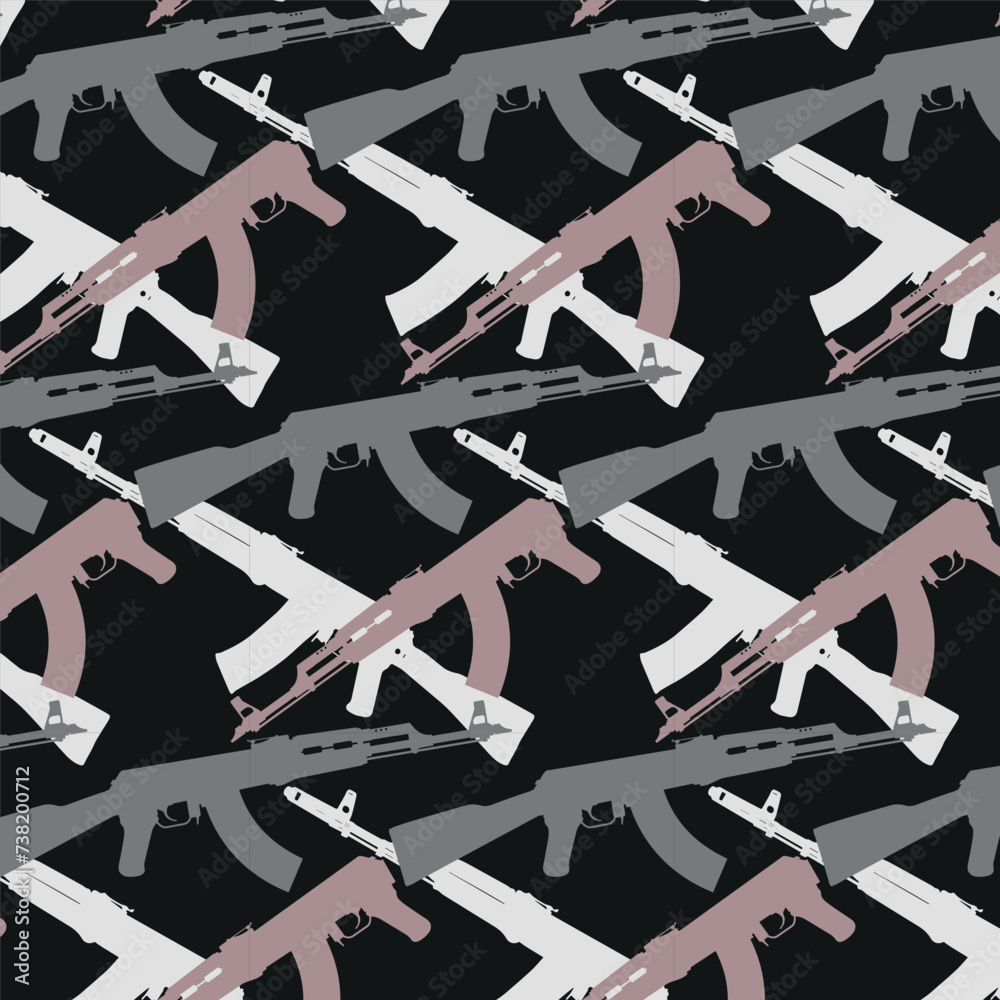 Obraz na plátně AK gun steamless texture. Vector. Eps