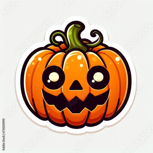 illustrated halloween pumpkin sticker isolated on white photo