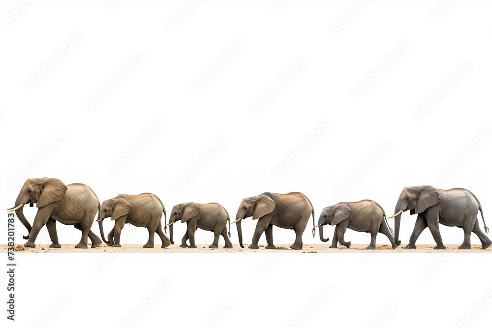 Group of elephants on a white background Group of elephants on a white background