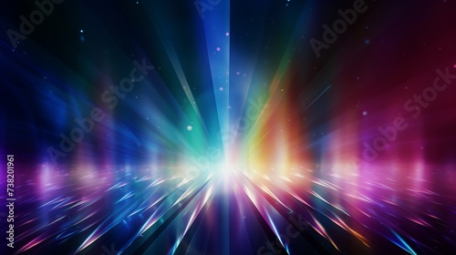 A Prism Rainbow Light on dark Background Overlay. Crystal flare abstract effect. Holographic sunlight reflection wallpaper, colorful glare bokeh