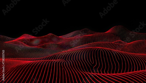 Dark matte abstract 3d wavy smooth background with black and red colors   aesthetic concept