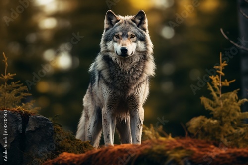 Closeup of a wolf in wildlife