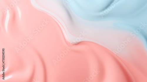 Abstract pastel coral pink color paint with pastel blue background. Fluid creative concept composition with copy space. Minimal natural luxury