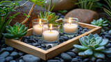 Candles And Nature Tranquil Stone Setting