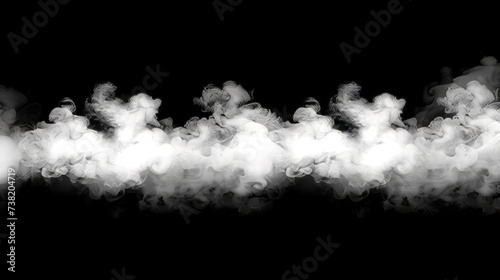 Ethereal white smoke steam billowing gracefully against a stark pure black background