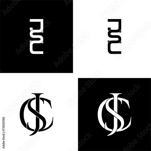 jsc typography letter monogram logo design set