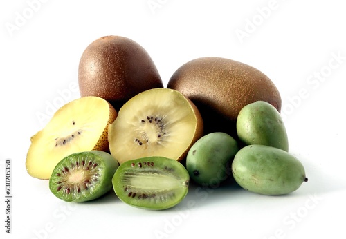 various,colorful kiwi fruits close up