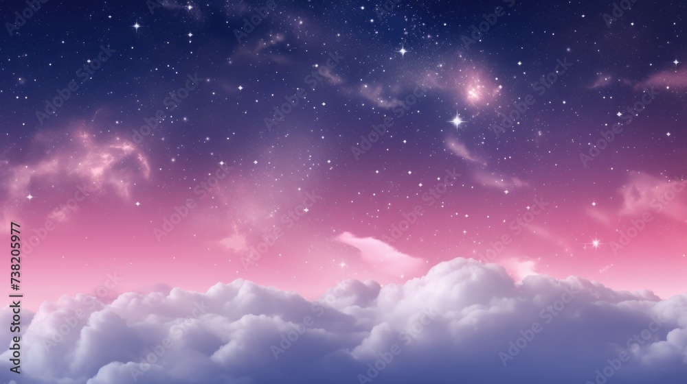 The background of the starry sky is in Pink color.