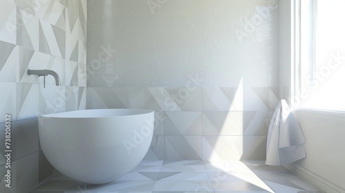 Sleek Bathroom Design with Freestanding White Porcelain Sink