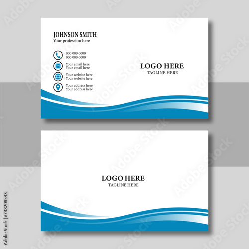Blue business card design. double sided business card modern design.