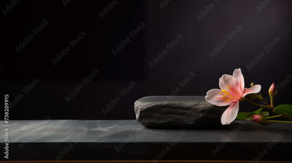 Fototapeta premium Luxury Product Showcase with Black Stone Material.