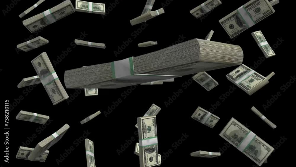 Banknotes Raining Down Dollar banknotes flying Money Rain. Falling bills American money 100 US ...