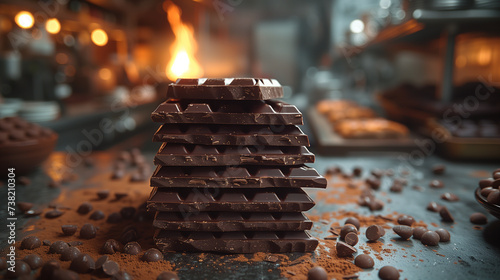 a stack of chocolate bars sitting on top of each other on a table