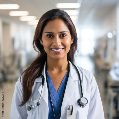 Portrait of a smiling Indian female doctor in a hospital