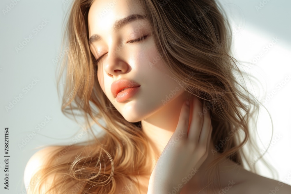 Portrait of a beautiful young woman with long blond hair and light makeup Portrait of a beautiful young woman with long blond hair and light makeup