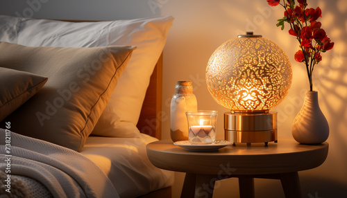 Comfortable luxury bedroom with modern design and elegant decoration generated by AI