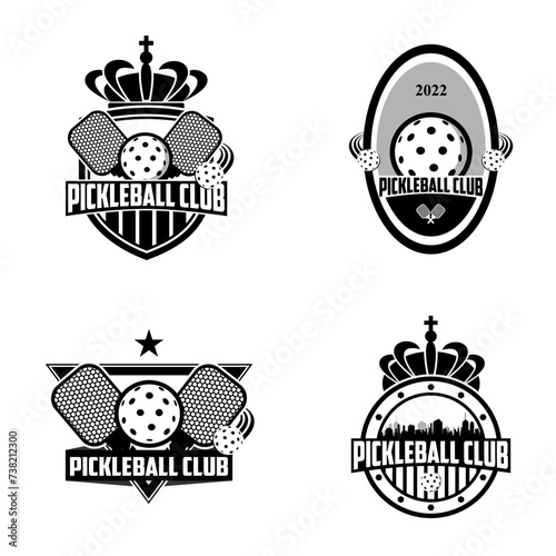 Pickleball logo collection, emblem set collections. Pickleball logo badge template bundle