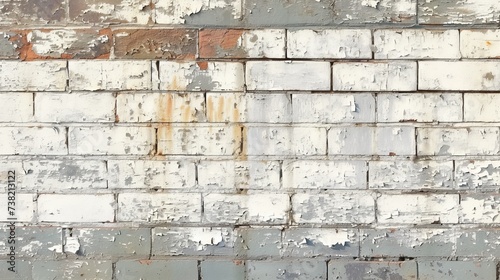 Weathered white painted brick wall texture