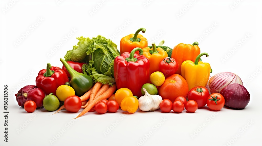 Collection fruits and vegetables isolated on a white background Collection fruits and vegetables isolated on a white background