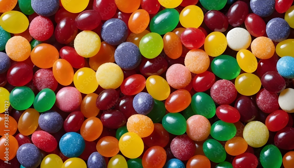 Obraz premium Colorful Candy Assortment on Full Frame Background with Jellybeans