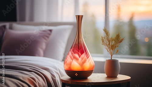 Comfortable bedroom with modern design, luxury decoration, and tranquil scene generated by AI