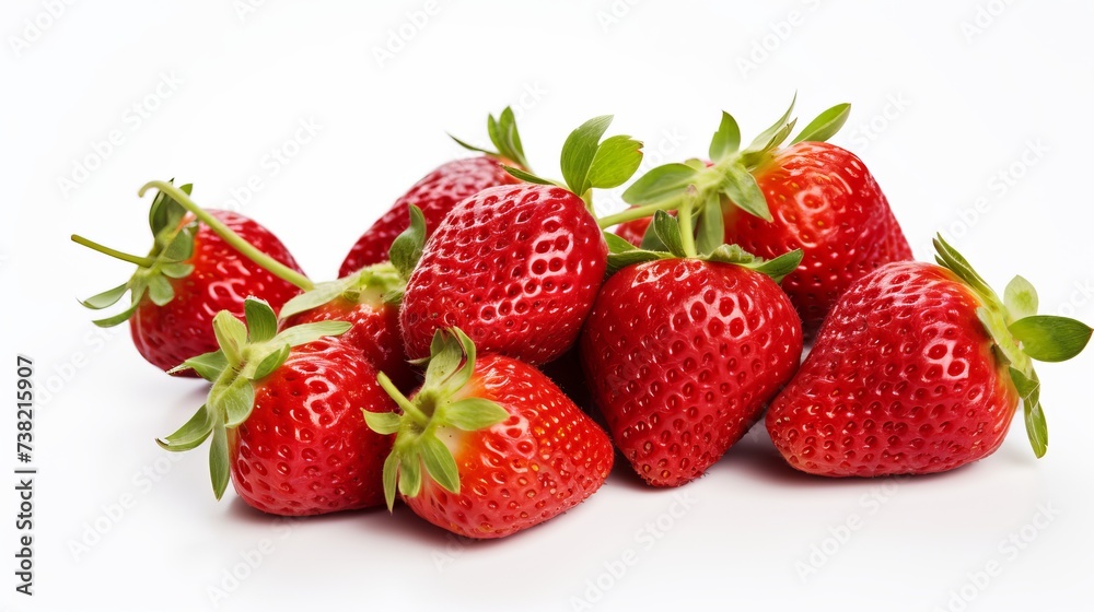 Delicious fresh red strawberries on white background, top view Delicious fresh red strawberries on white background, top view