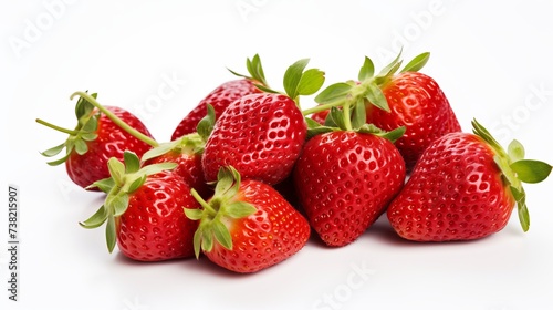 Delicious fresh red strawberries on white background, top view