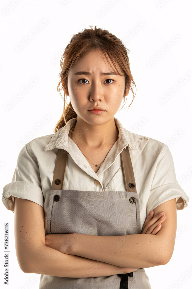 Confident Young Woman with Arms Crossed Wearing Apron Confident Young Woman with Arms Crossed Wearing Apron
