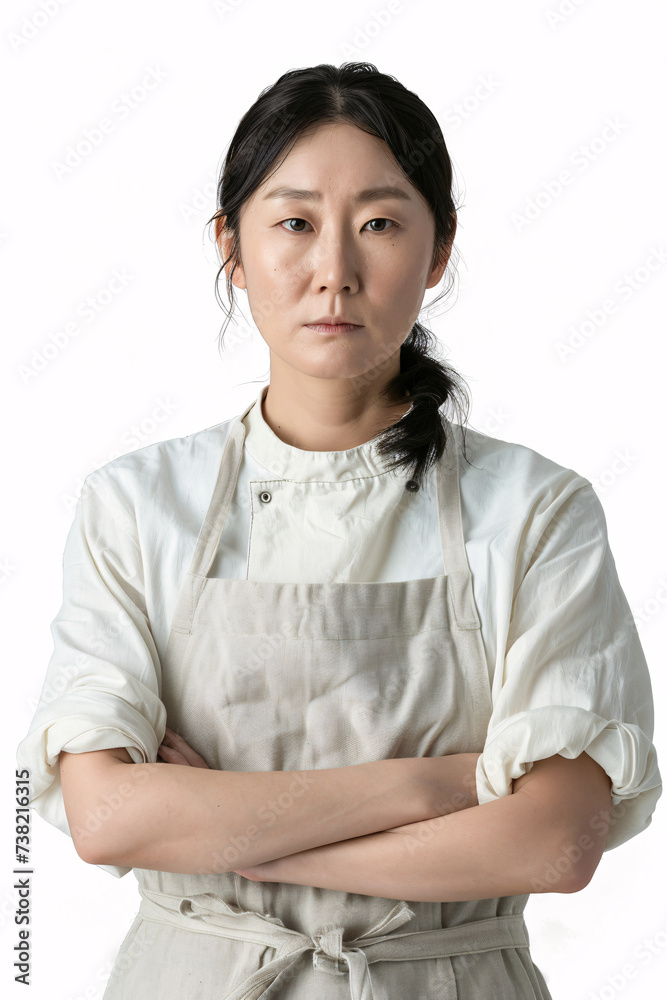 Confident Young Woman with Arms Crossed Wearing Apron Confident Young Woman with Arms Crossed Wearing Apron