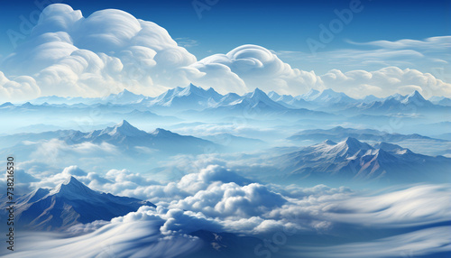 Mountain peak in the sky  nature beauty high up generated by AI
