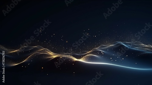 Digital wave with many dots and particles. Abstract dynamic wave background. Technology or science banner