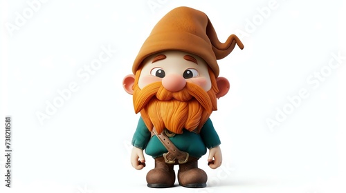 A delightful 3D illustration of a charming dwarf with adorable features  set against a clean white background. Perfect for adding a touch of cuteness to any project.
