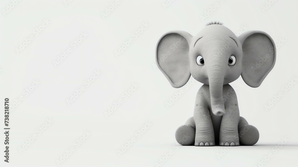 A whimsical and adorable 3D elephant, expertly crafted to add charm to any project. With its endearing smile and playful eyes, this lovable creature brings a touch of joy to your designs. Pe