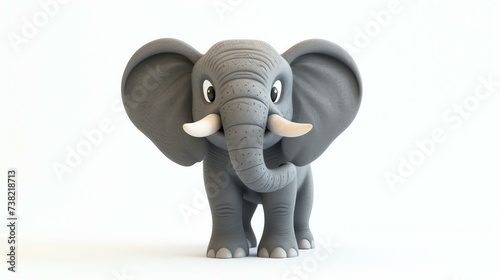 A delightful 3D render of a cute elephant showcasing its adorable features  captured against a pristine white background. Perfect for adding a touch of charm to any project 