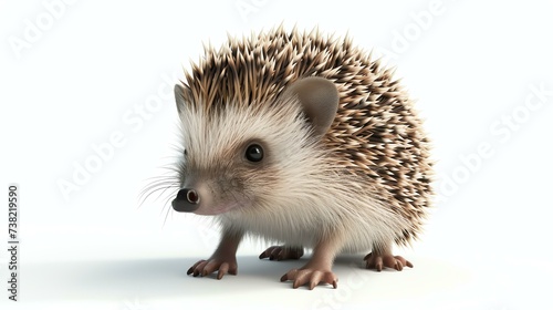 Adorable 3D hedgehog with an irresistibly cute expression, sitting on a clean white background. Perfect for adding a touch of charm to any project.