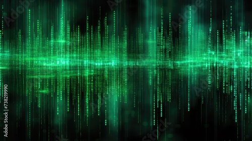 Background binary code is in emerald color.