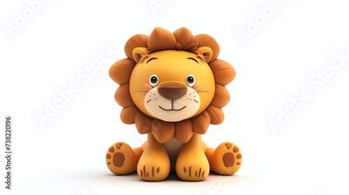 A charming and lifelike 3D rendering of a cute lion standing proudly on a clean white background. This adorable lion brings a delightful touch to any project  captivating viewers with its vi