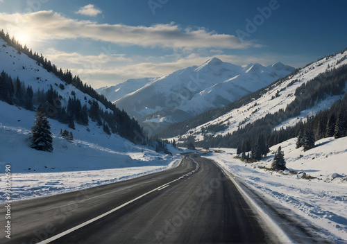 Winter Driving - Winter Road Country road leading through a winter mountain landscape. © Mx