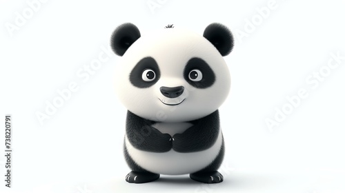 Adorable 3D panda  overflowing with cuteness  perched on a pristine white background. Perfect for adding a touch of whimsical charm to any project.
