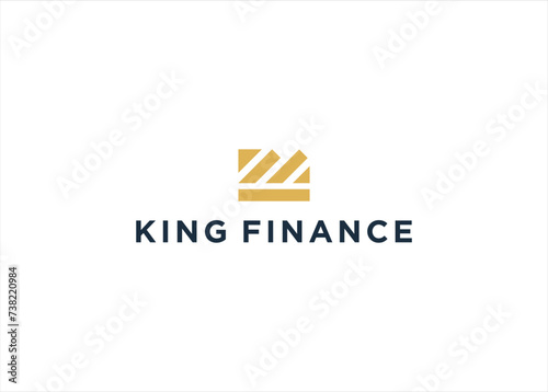 Crown King with Financial Growth logo design vector illustration