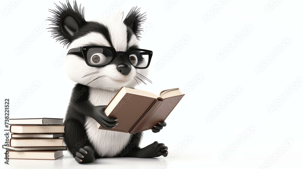 Adorable 3D skunk, dressed as a professional, thrives as an educational consultant. Perfect for websites, articles, and presentations.
