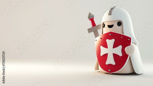 An adorable 3D rendering of a charming templar, designed with irresistible cuteness. This lovable character is perfect for adding a touch of sweetness and charm to any project.