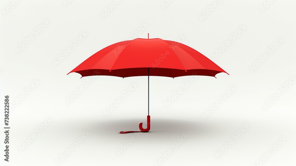 A vibrant 3D rendered icon of a red umbrella, adding a touch of color and sophistication to any design. This eye-catching image, isolated on a clean white background, is perfect for visualiz