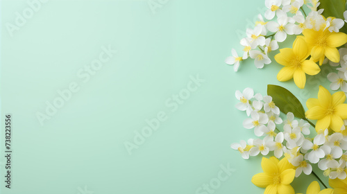 Fleurs de printemps. Ambiance florale, lumière, printanier. Flou d'arrière-plan, coloré. Nature, bourgeon, couleurs. Espace vide de composition. Pour conception et création graphique.