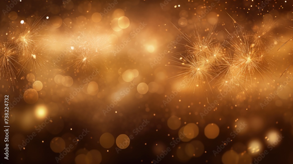 Background of fireworks in Bronze color.