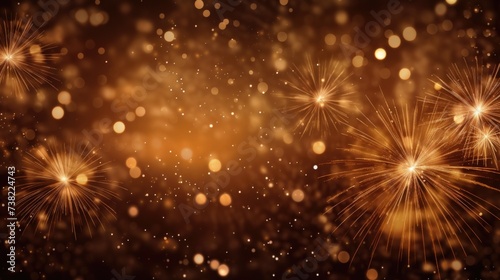 Background of fireworks in Brown color.